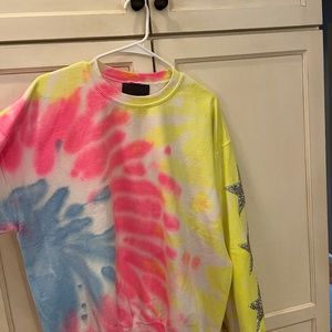 Tie Dye Womens Embellished Sweatshirt